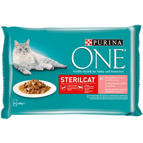 Purina One STERILCAT Lazaccal és Sárgarépával alutasakos macskaeledel 4x85g