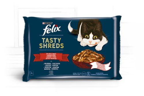 Félix 4x80g Tasty Shreds Marha + Csirke Szósz 257