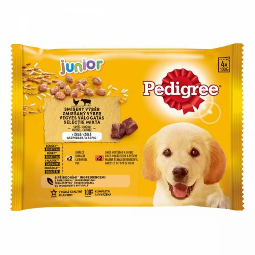 Pedigree 4x100g Junior Csirkével + Rizs, Marha + Rizs Alutasak