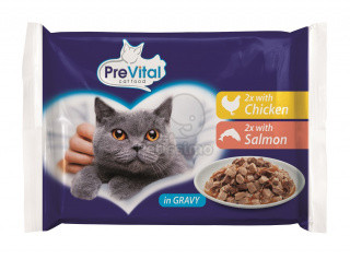 Prevital Csirke + Lazac szószban Alutasakos macskaeledel 4x100g