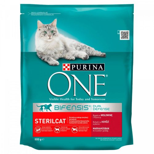 Purina One Steril Marhás Száraz macskaeledel 800g