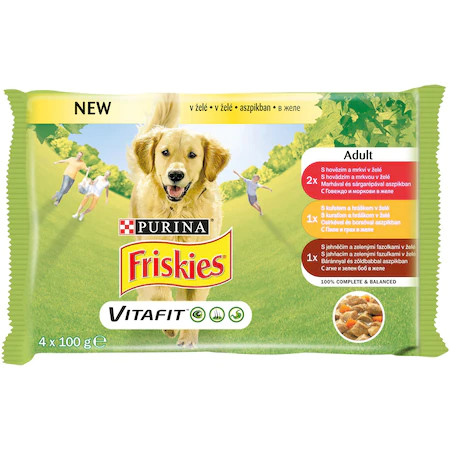 Friskies Dog 4x85g Adult aszpikos Alutasakos kutyaeledel