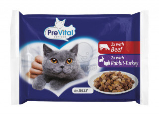 Prevital Marha + Nyúl + Pulyka zselében Alutasakos macskaeledel 4x100g