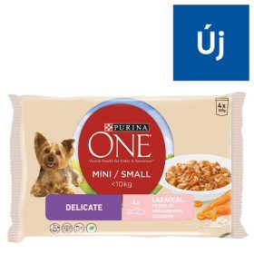   Purina ONE MINI Sensitive/Delicate Lazaccal nedves kutyaeledel 4x85g 033