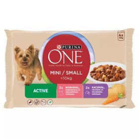   Purina ONE MINI Active Marhával és kacsával nedves kutyaeledel 4x85g 046