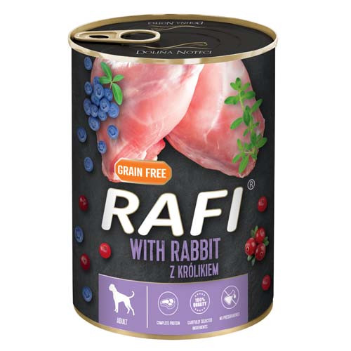 Rafi 400g Adult Pate Nyúl Kék és Vörösáfonyával Kutyakonzerv