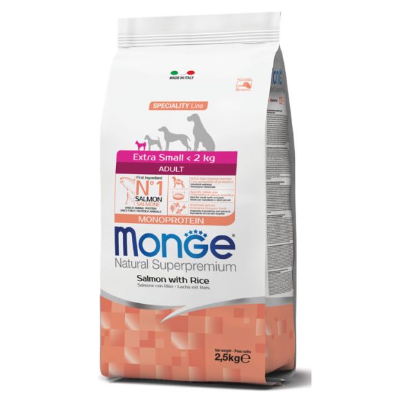 Monge Dog Speciality Line 2,5kg Extra Small Lazac + Rizs (monoprotein)
