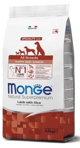 Monge Dog Speciality Line 2,5kg Puppy&Junior Bárány + Rizs (minden fajtának)