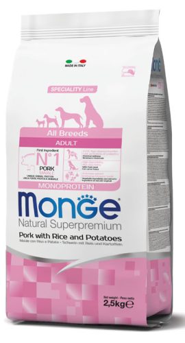 Monge Dog Speciality Line 2,5kg Sertés, Rizs + Burgonya Monoprotein  (minden fajtának) 