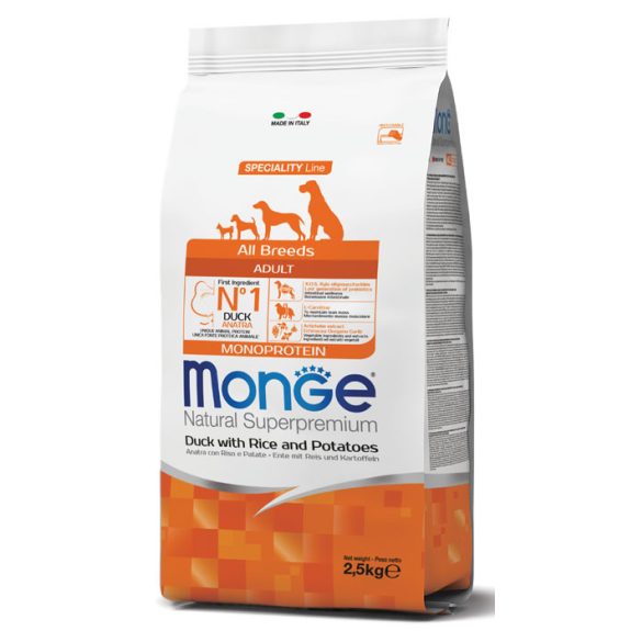 Monge Dog Speciality Line 2,5kg Kacsa, Rizs + Burgonya Monoprotein (minden fajtának) 