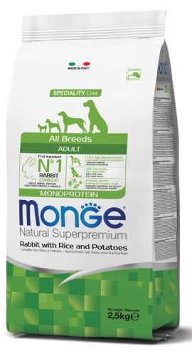 Monge Dog Speciality Line 2,5kg Nyúl, Rizs + Burgonya Monoprotein (minden fajtának) 