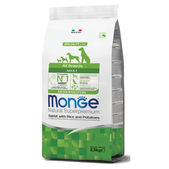 Monge Dog Speciality Line 2,5kg Nyúl, Rizs + Burgonya Monoprotein (minden fajtának) 