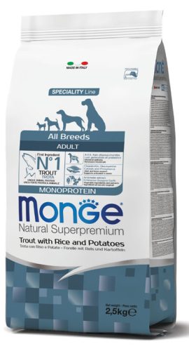 Monge Dog Speciality Line 2,5kg Pisztráng, Rizs + Burgonya Monoprotein (minden fajtának) 