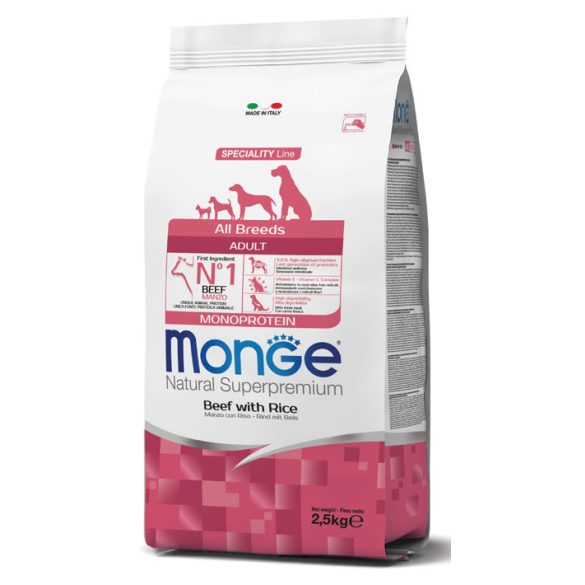 Monge Dog Speciality Line 2,5kg Marha + Rizs Monoprotein (minden fajtának) 