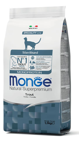 Monge Cat 1,5kg Monoprotein Steril Pisztráng