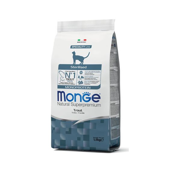 Monge Cat 1,5kg Monoprotein Steril Pisztráng