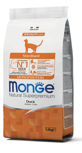 Monge Cat 1,5kg Monoprotein Steril Kacsa