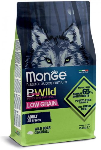Monge BWild Alacsony Gabonatartalmú 2,5kg száraz Vaddisznó (minden fajtának)
