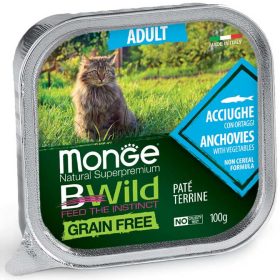   Monge Cat Bwild Gabonamentes Paté Terrine 100g Alutálca Szardella + Zöldség
