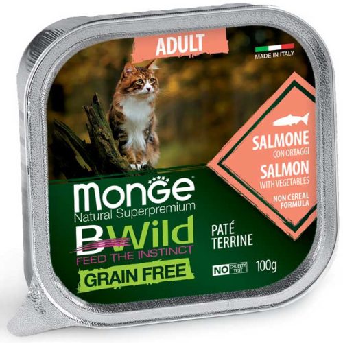 Monge Cat Bwild Gabonamentes Paté Terrine 100g Alutálca Lazac + Zöldség