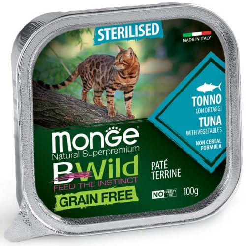 Monge Cat Bwild Gabonamentes Paté Terrine 100g Alutálca Tonhal + Zöldség