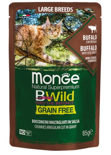 Monge Cat Bwild Gabonamentes 85g Alutasak Bölény + Zöldség