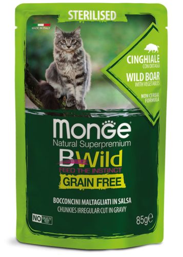 Monge Cat Bwild Gabonamentes 85g Alutasak Vaddisznó + Zöldség