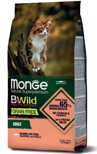 Monge Cat Bwild Gabonamentes 1,5kg száraz Lazac + Borsó