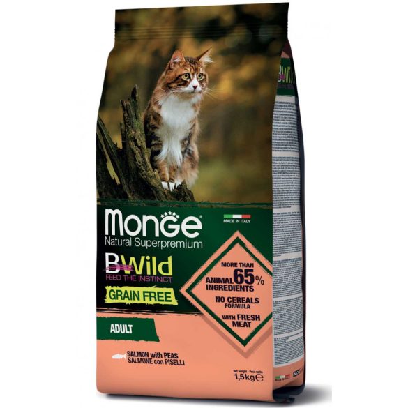 Monge Cat Bwild Gabonamentes 1,5kg száraz Lazac + Borsó