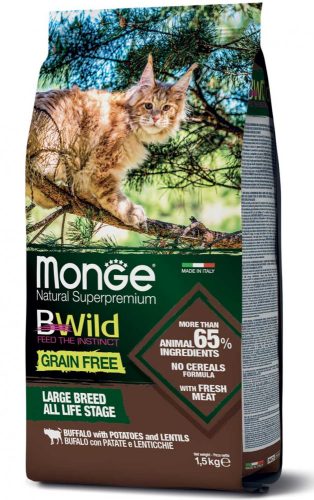 Monge Cat Bwild Gabonamentes 1,5kg száraz Large Bivaly + Burgonya + Lencse (nagytestű)