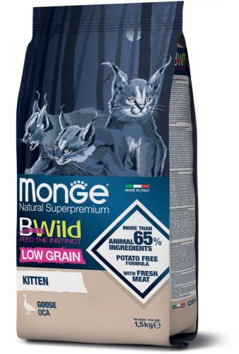 Monge Cat Bwild Alacsony Gabonatartalmú 1,5kg száraz Kitten Liba