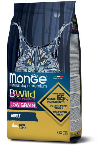 Monge Cat Bwild Alacsony Gabonatartalmú 1,5kg száraz Mezei Nyúl