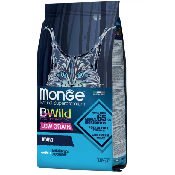 Monge Cat Bwild Alacsony Gabonatartalmú 1,5kg száraz Szardella