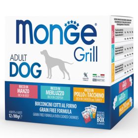   Monge Dog Grill 12x100g Alutasak Marha, Tőkehal, Csirke + Pulyka