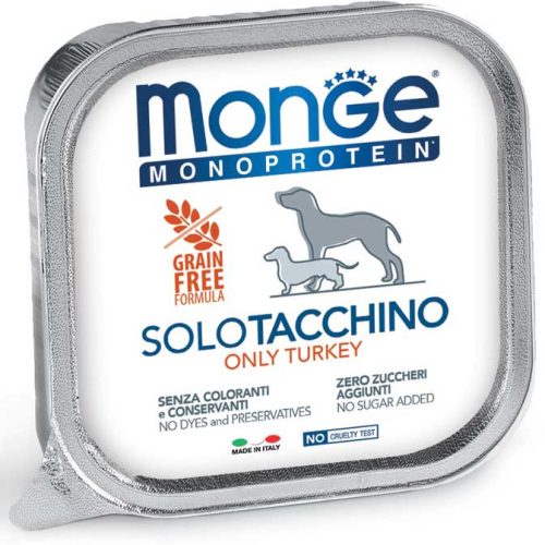 Monge Dog Monoprotein Paté 150g Alutálca 100% Pulyka