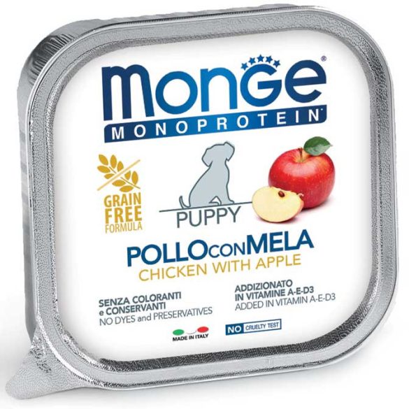 Monge Dog Monoprotein Fruits Paté 150g Alutálca Kölyök Csirke + Alma
