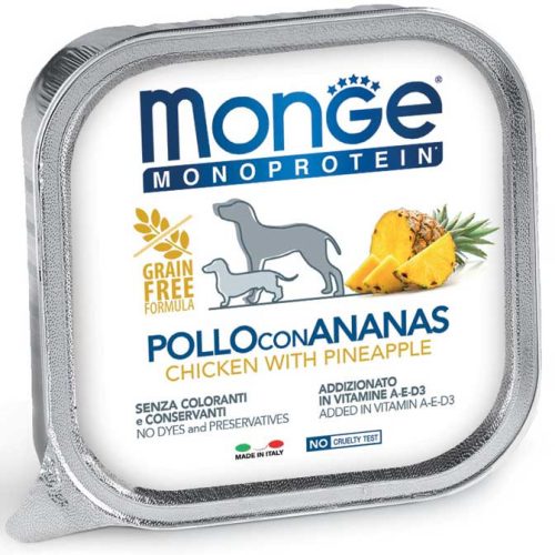Monge Dog Monoprotein Fruits Paté 150g Alutálca Csirke + Ananász