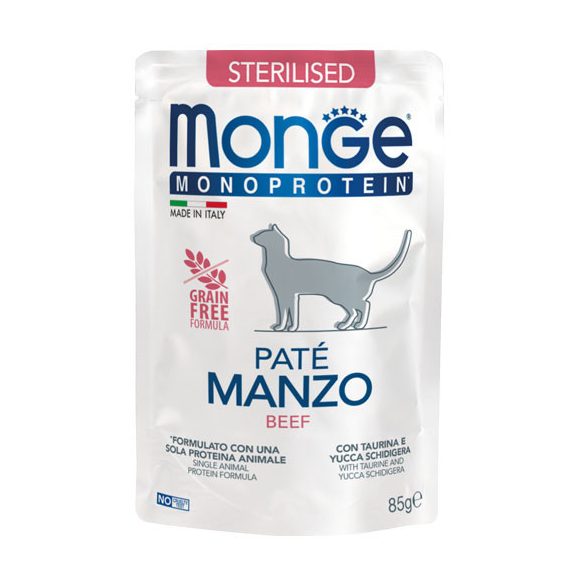 Monge Cat Monoprotein Paté 85g Alutasak Steril Marha