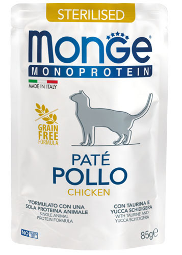 Monge Cat Monoprotein Paté 85g Alutasak Steril Csirke