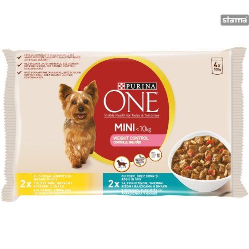 Purina One Adult Mini Weight Control Pulyka alutasakos kutyaeledel 4x85g