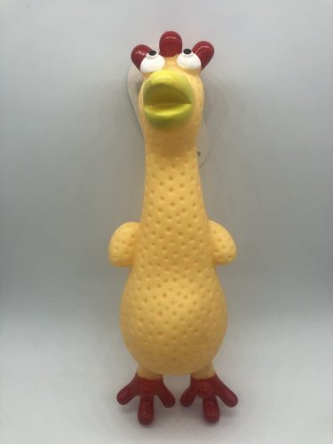Gumi kutyajáték "csirke" 29cm - sípolós -  sárga