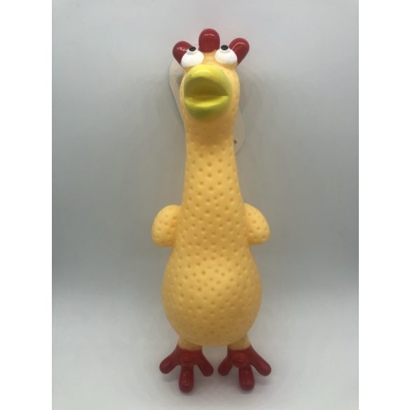 Gumi kutyajáték "csirke" 29cm - sípolós -  sárga