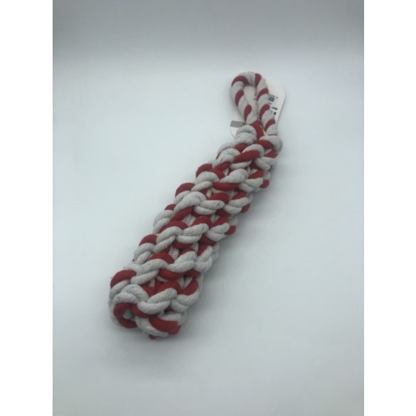 Fonott rágókötél 25cm - kutyajáték - piros-fehér