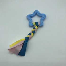 Gumi kutyajáték csillag 7,5cm - textil fonattal - kék