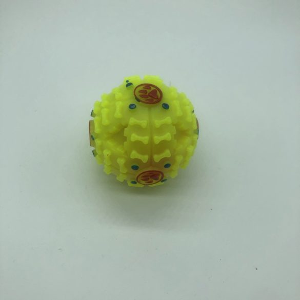 Viccesen sípolós gumilabda - 8cm - sárga