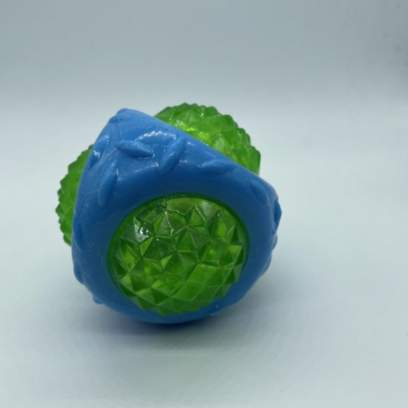 Labda zöld, kék gumival, világítós, kb 8cm
