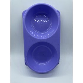 Dupla etetőtál - műanyag 28x16cm 2x250ml LILA