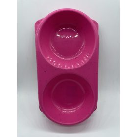 Dupla etetőtál - műanyag 28x16cm 2x250ml PINK