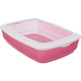   Alomtálca peremes pink/fehér 37x15x47cm - Trixie Litter Tray