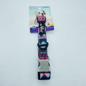   Nyakörv textil - fém/műanyag csattal - L - 2,5cm x 46-55cm - GEOMETRIAI minta